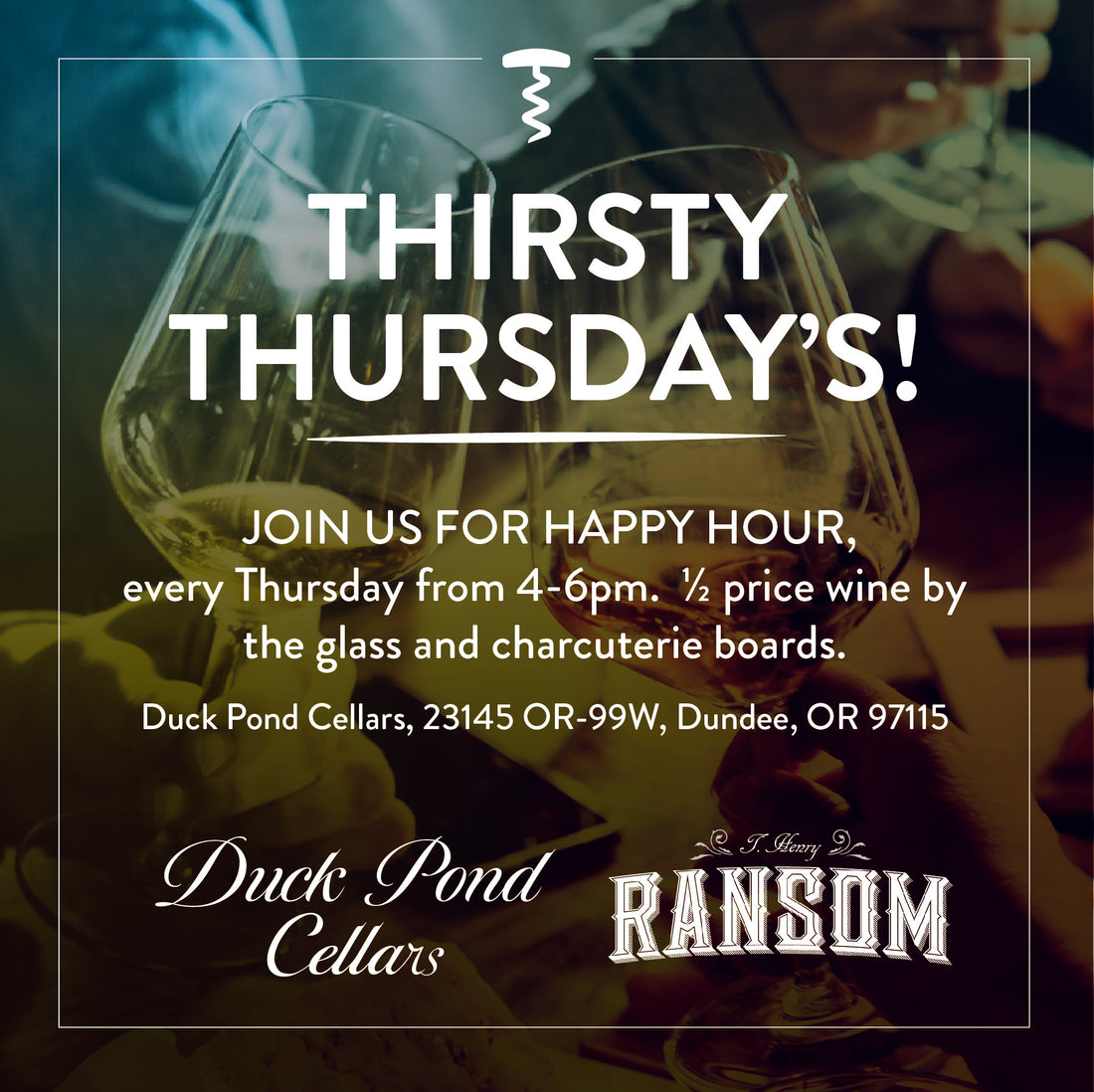 Thirsty Thursday! Half Off Happy Hour Every Thursday