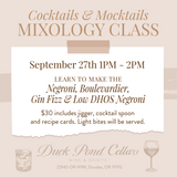Mixology Class September 27th
